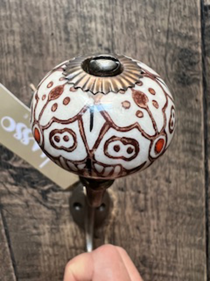 Acorn Pattern Ceramic Hook