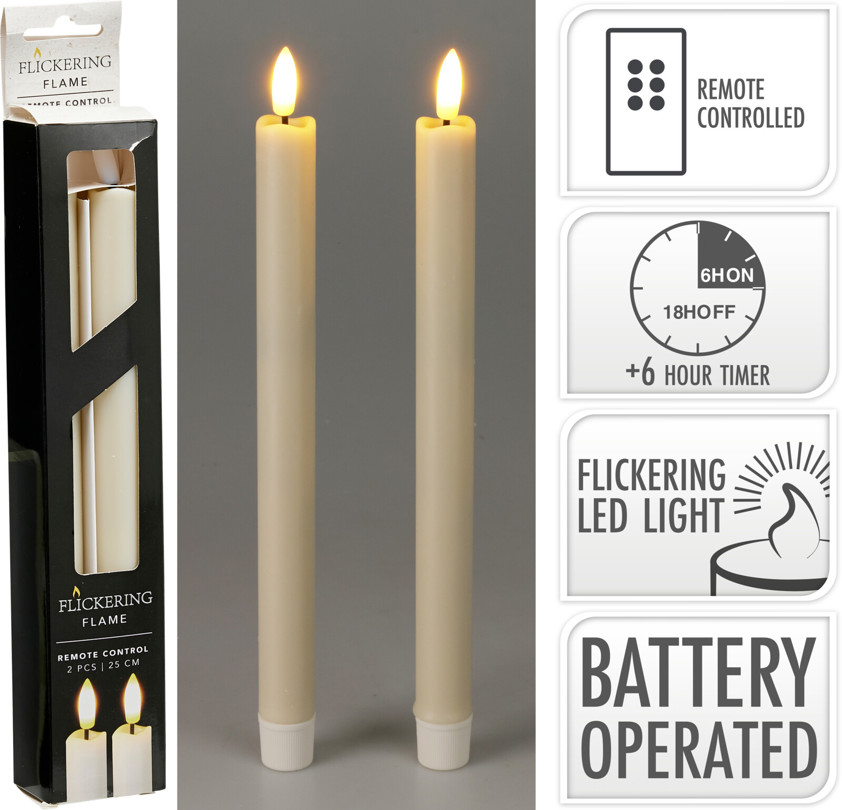 Cream LED Dinner Candles (Two)
