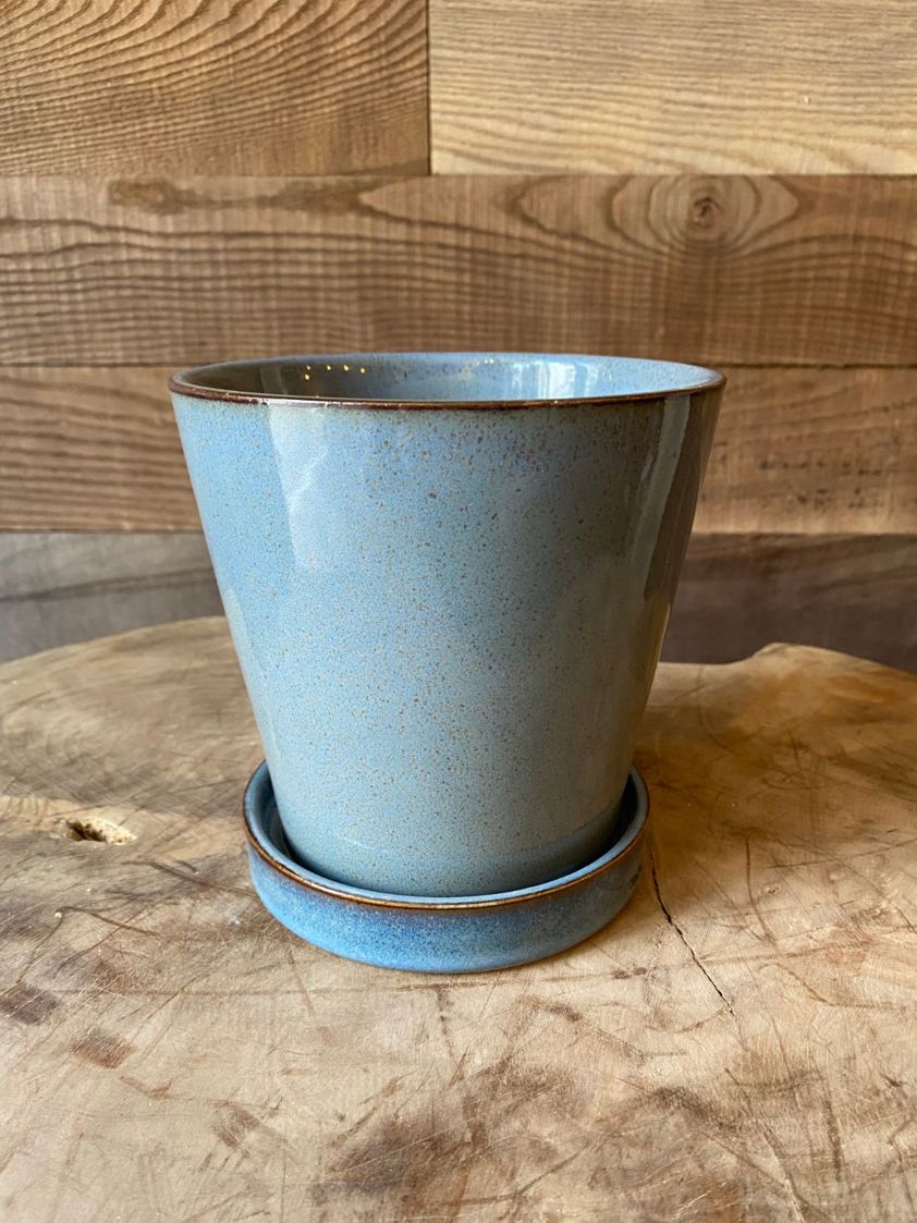 Grey Blue Large Reactive Glaze Plant Pot