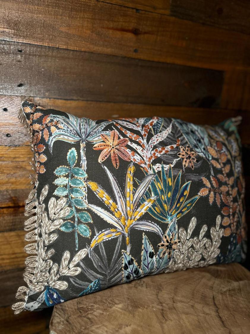 Printed Jungle Cushion with Embellishment