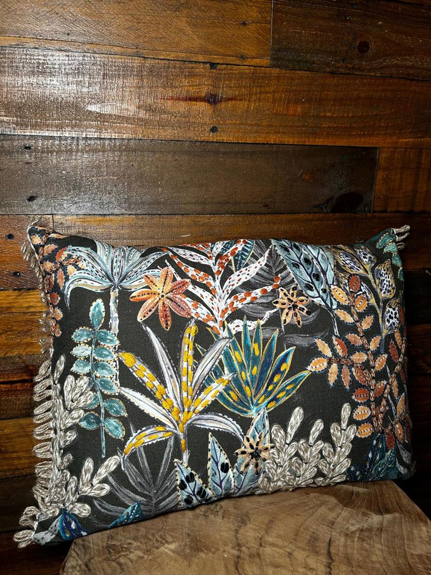 Printed Jungle Cushion with Embellishment