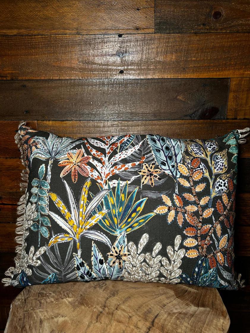 Printed Jungle Cushion with Embellishment