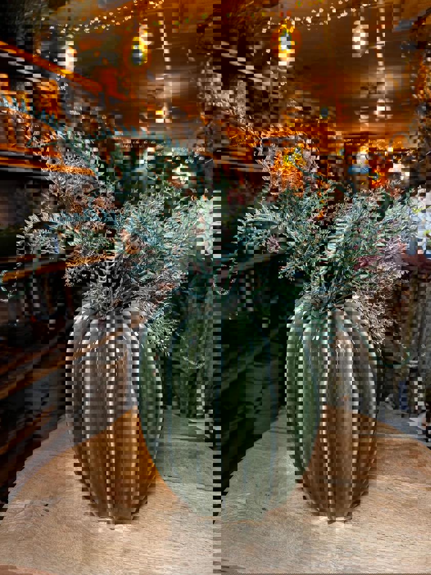 Olive Green Pod-Shaped Vase