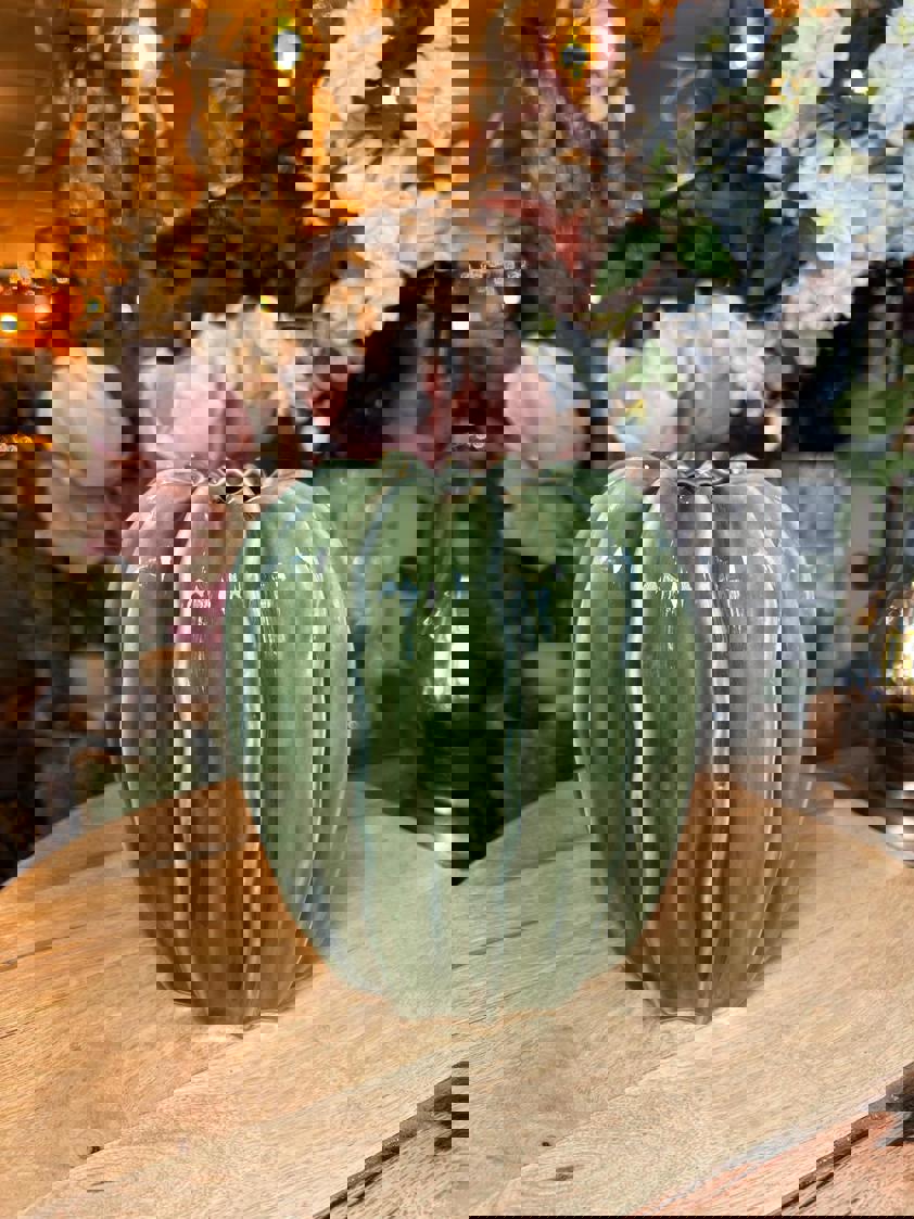 Olive Green Pod-Shaped Vase