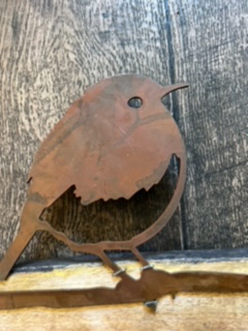 Large Engraved Robins Appear Sign with Metal Robin