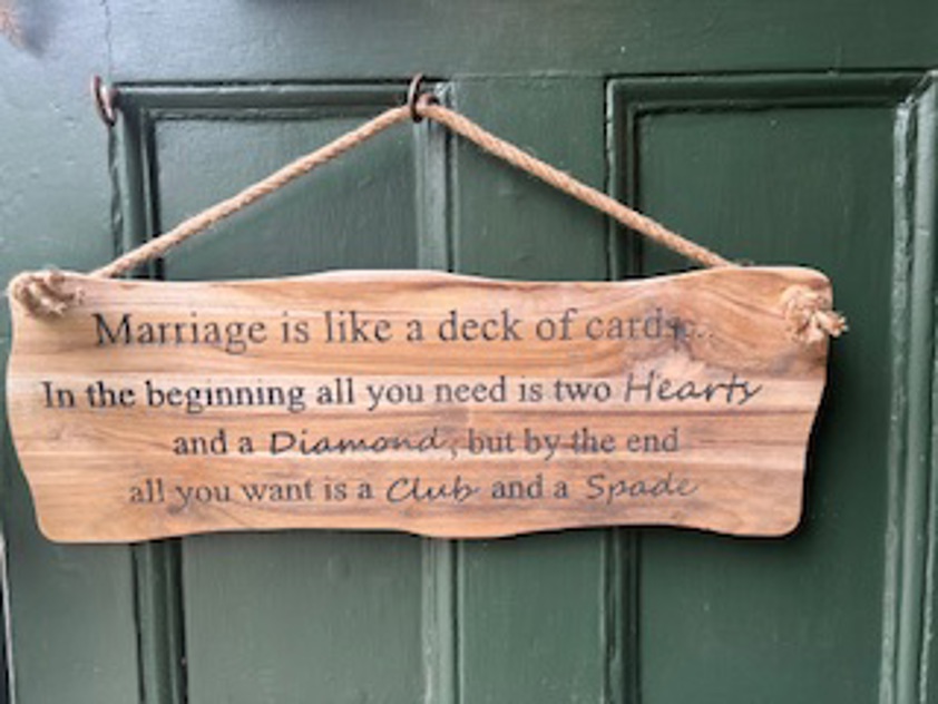 Large Wavy Edge Wood Sign With Rope Strap