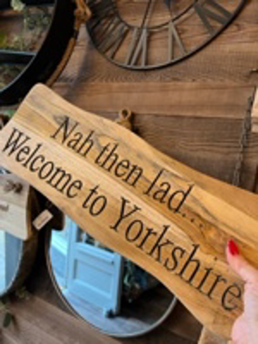 Yorkshire Born Wavy Edge Wood Sign