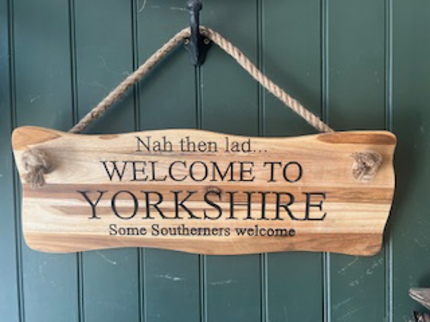 Wavy Edge Wood Sign With Rope Strap
