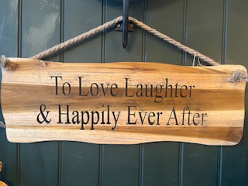 Wavy Edge Wood Sign With Rope Strap