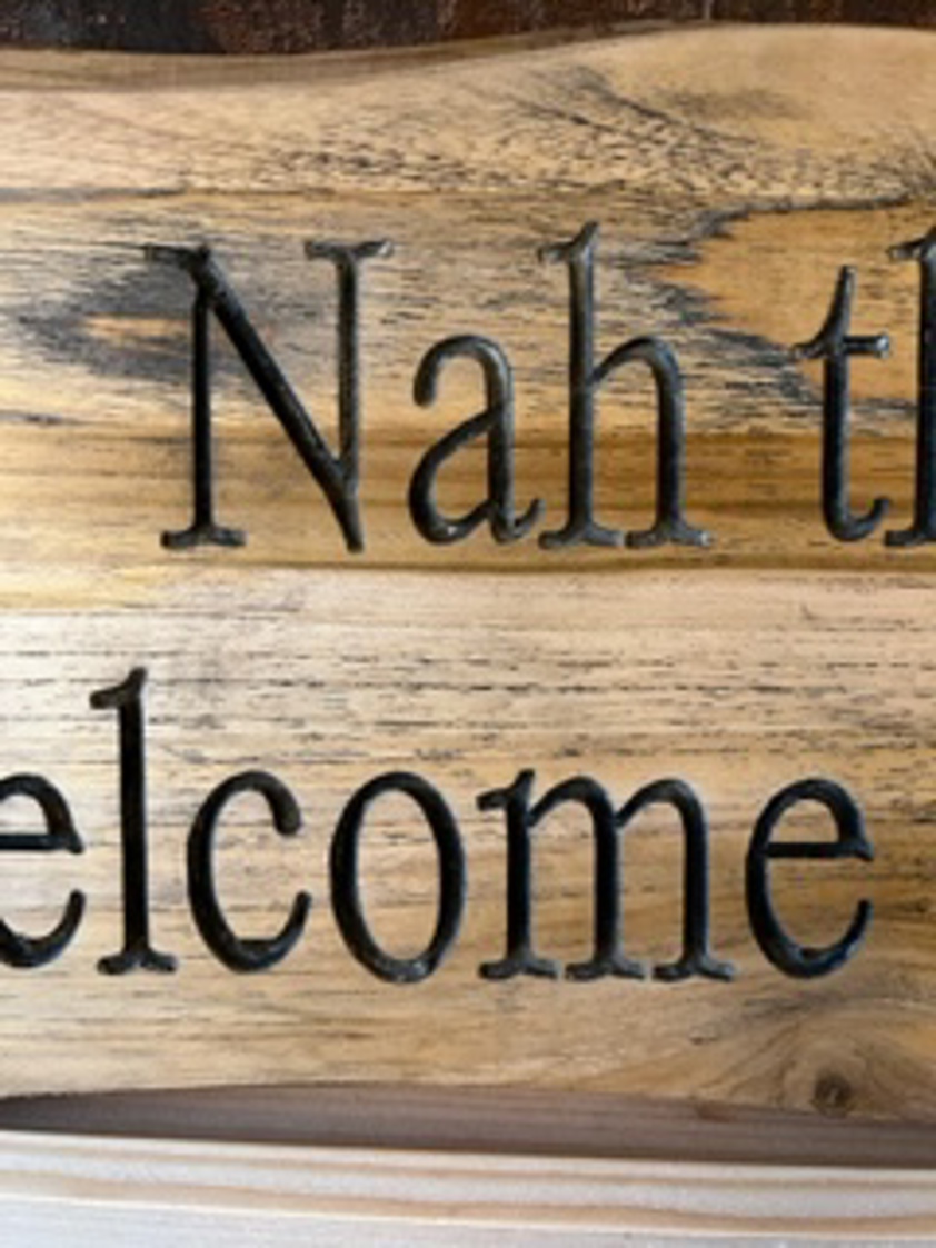 Welcome To Our Beautiful Chaos Wavy Edge Wood Sign