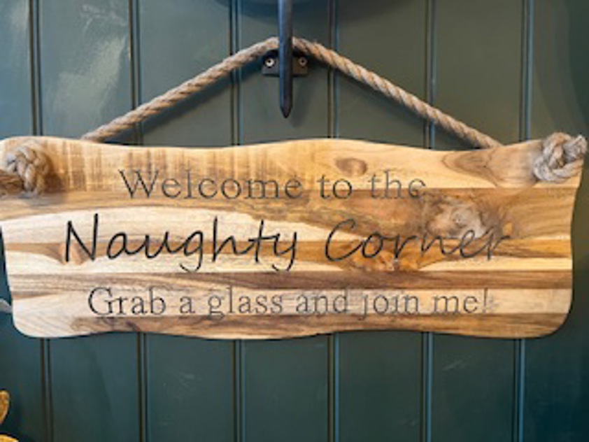Wavy Edge Wood Sign With Rope Strap