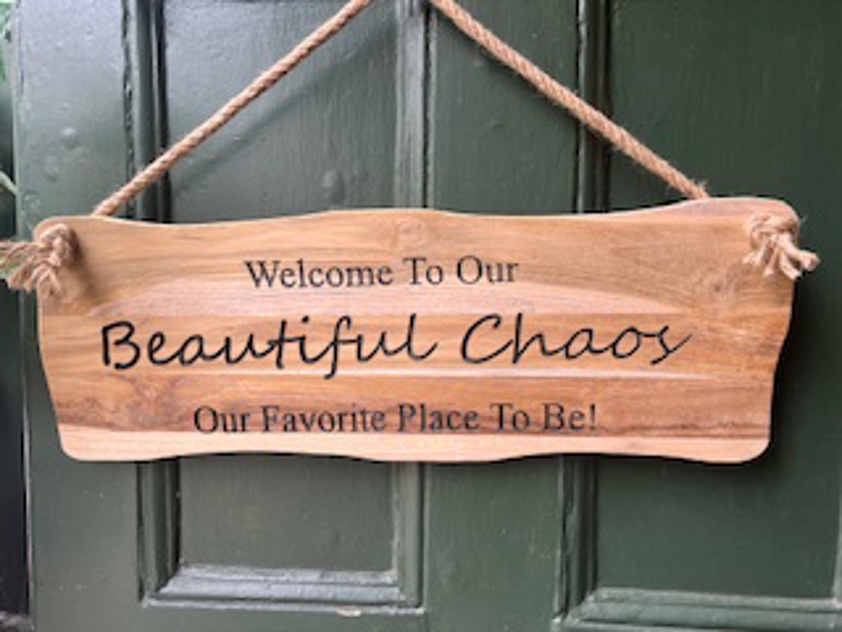 Large Wavy Edge Wood Sign With Rope Strap