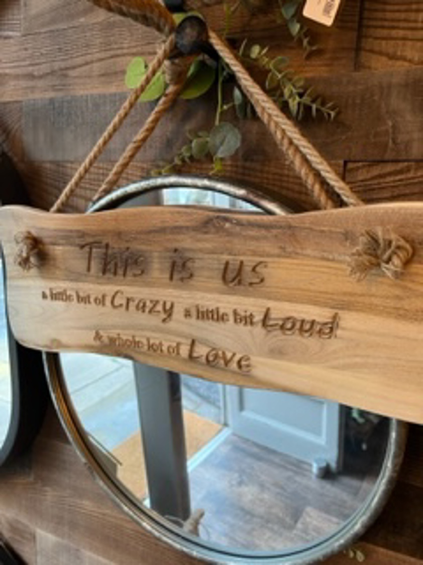 Welcome To Our Beautiful Chaos Wavy Edge Wood Sign