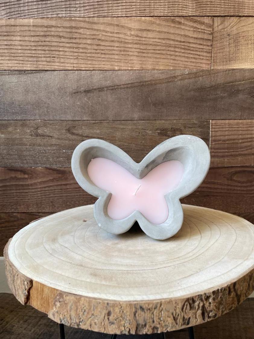 Pink Stone Butterfly Garden Candle