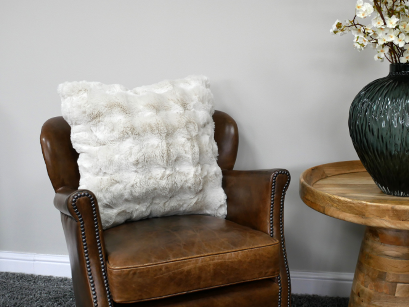Cream Faux Fur Cushion