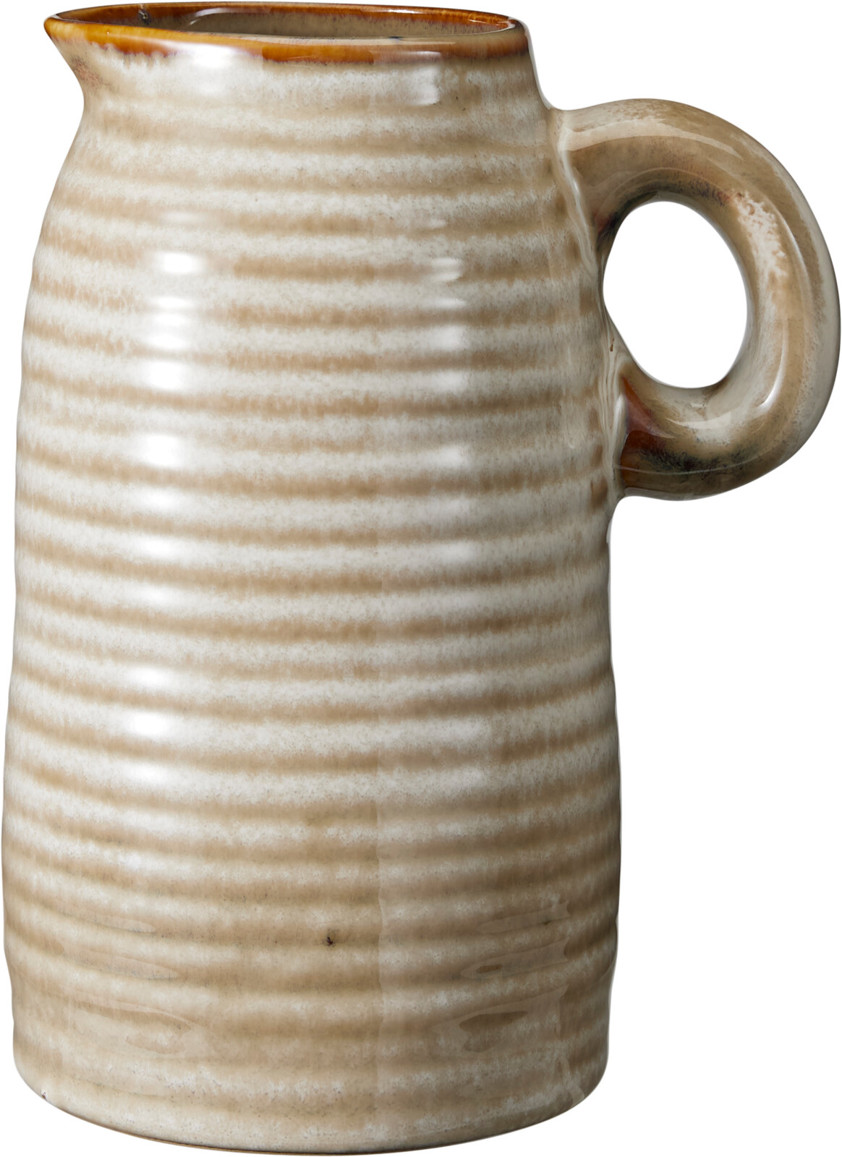 Ribbed Porcelain Vase With Handle