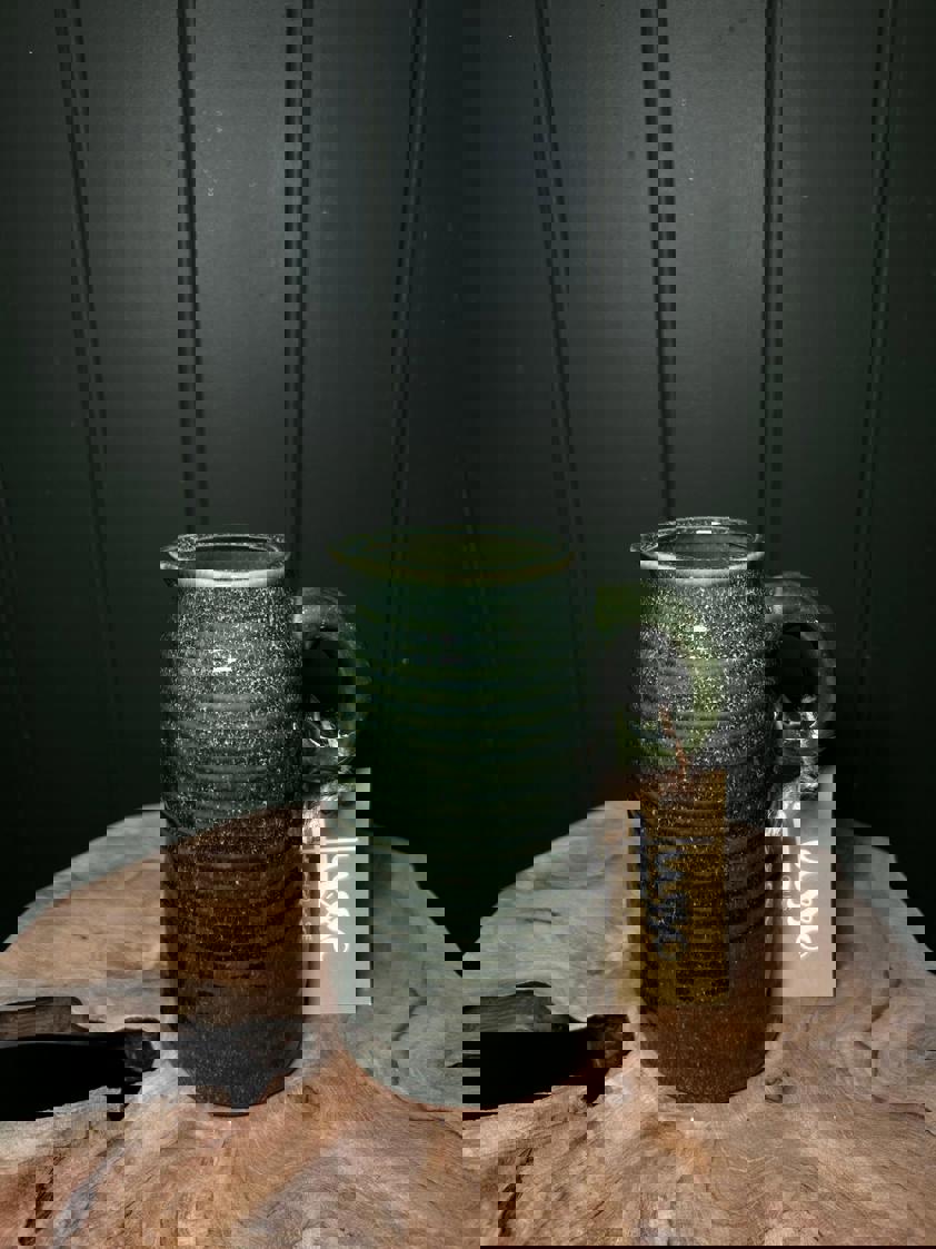 Ribbed Porcelain Vase With Handle