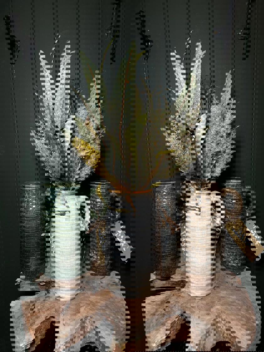 Ribbed Porcelain Vase With Handle