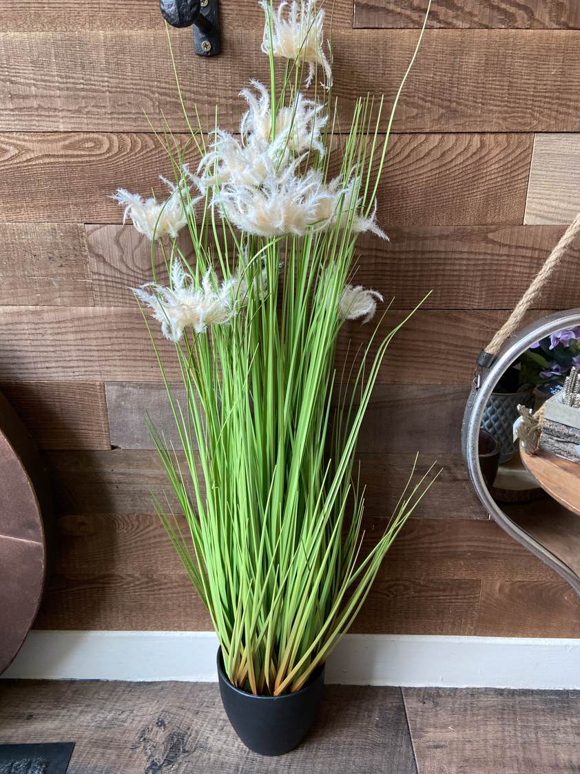 Artificial Grass with White Flowers