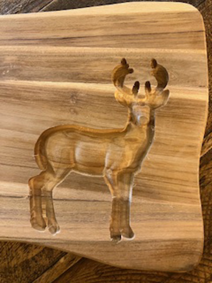 Engraved Stag Serving & Grazing Teak Board