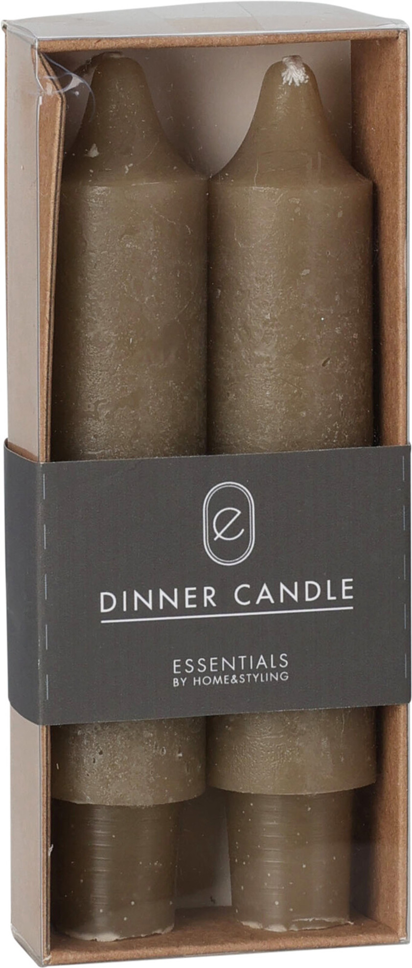 Short Chunky Olive Dinner Candle Set Of Two