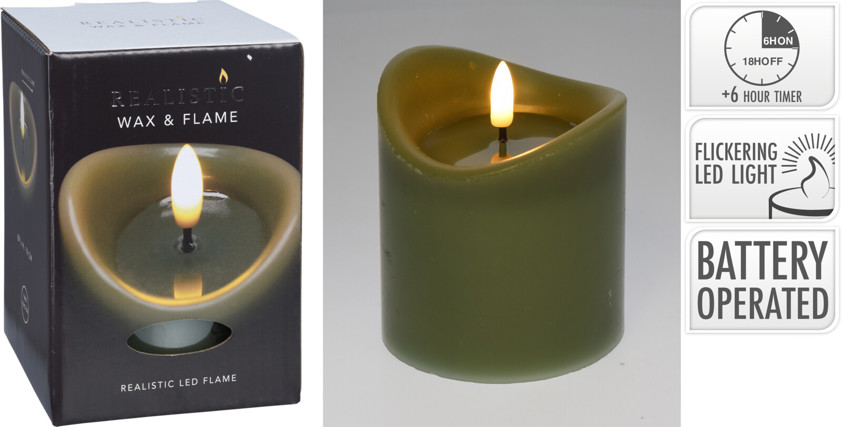 LED Olive Green Candle