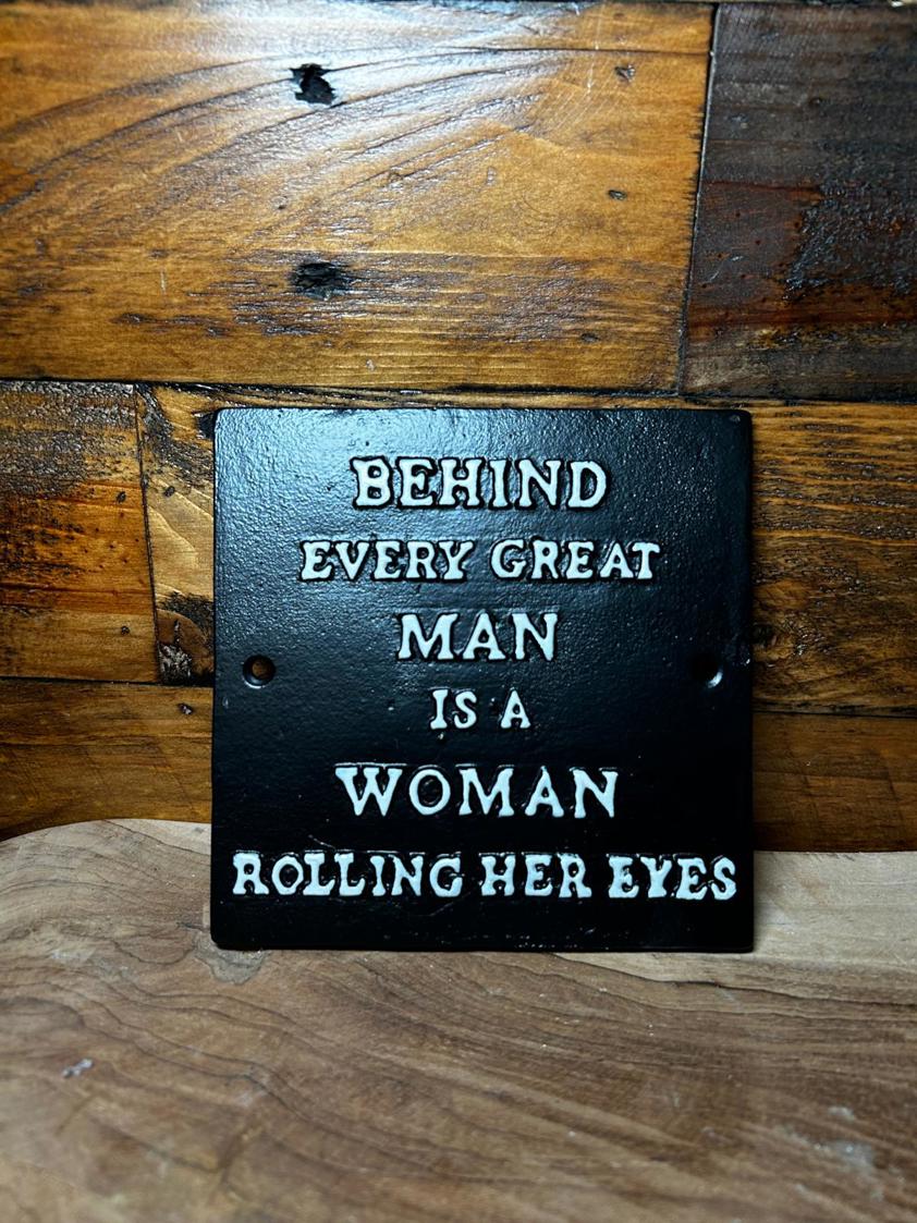 Rolling Her Eyes Metal Sign