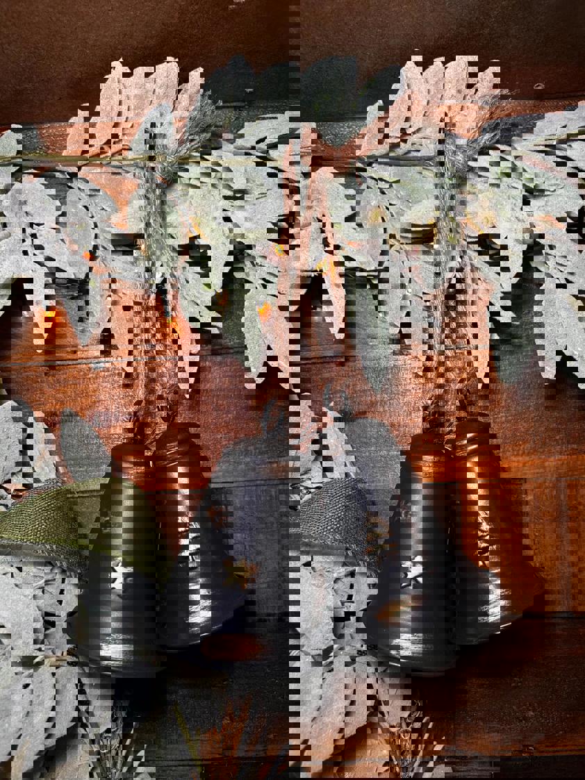 Black & Gold Bell with Jute Hanger Black & Gold Bell with Jute Hanger