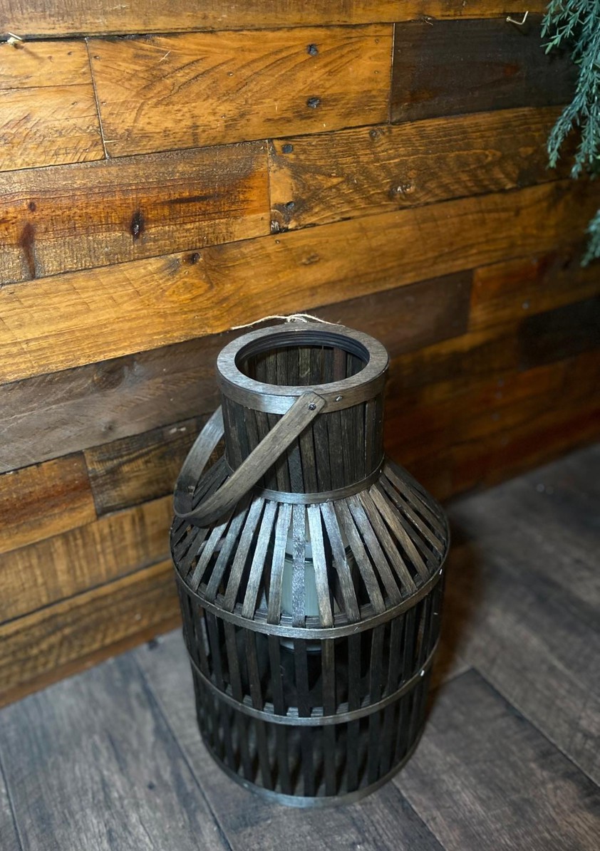 Shaped Wood Lantern With Handle