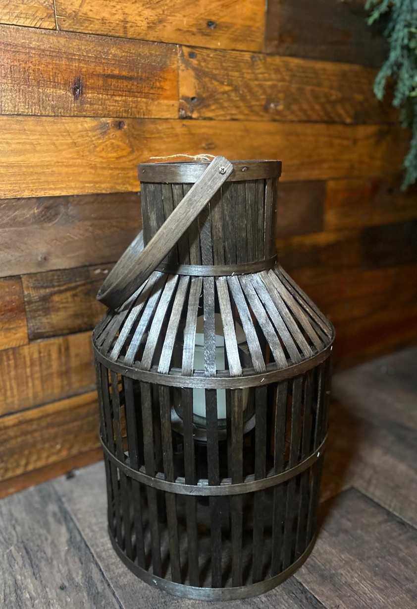 Shaped Wood Lantern With Handle