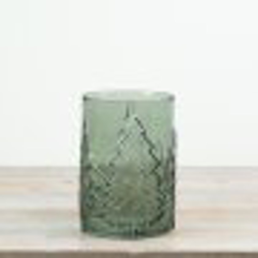 Green Glass Tree Hurricane