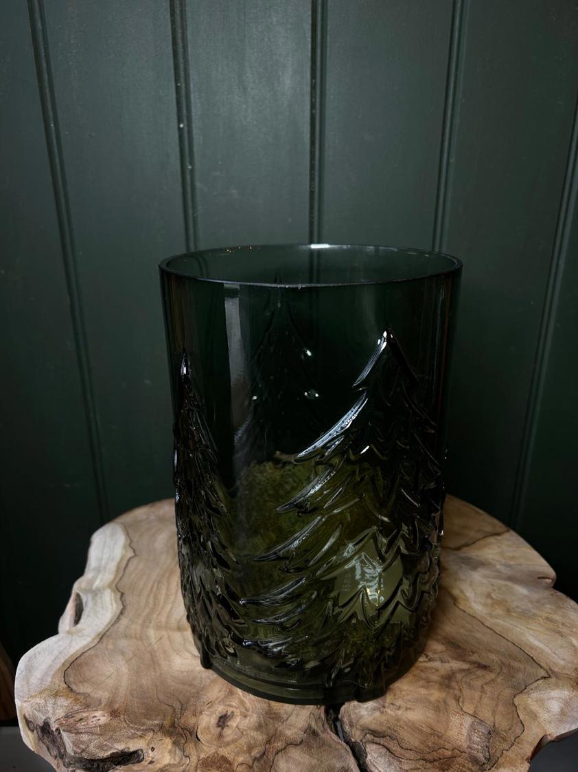 Green Glass Tree Hurricane