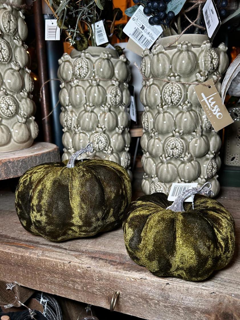 Dark Green Velvet Pumpkin