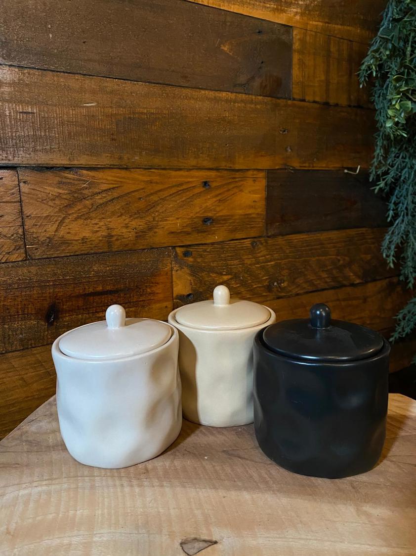 Candle In Dimpled Pot With Lid