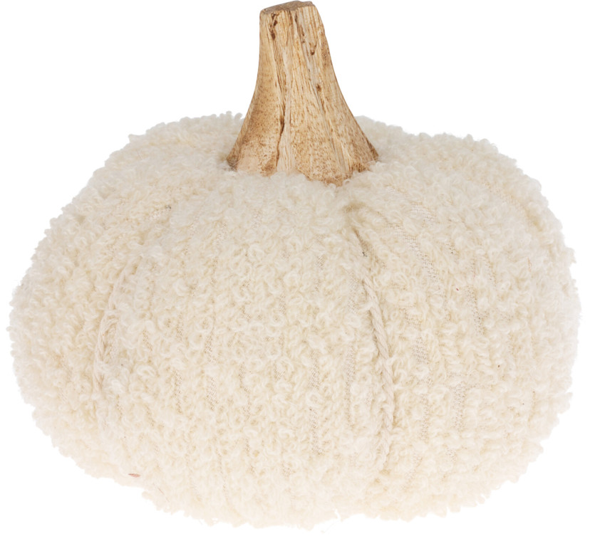 Bobble Cotton Pumpkin With Wooden Stalk (Large)