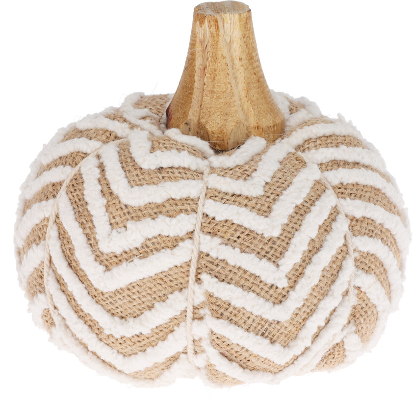Bobble Cotton Pumpkin With Wooden Stalk (Large)