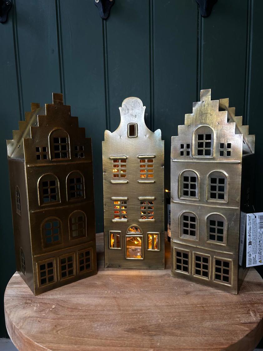 Large Antique Brass House 26cm