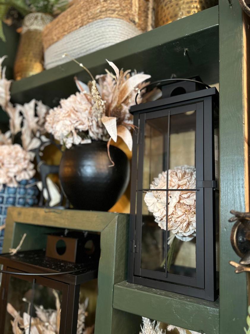 Set Of Two Black Metal Lanterns