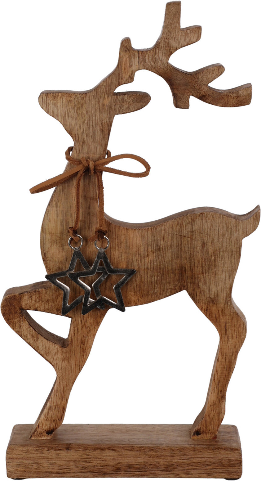 Large Wood Reindeer On Base