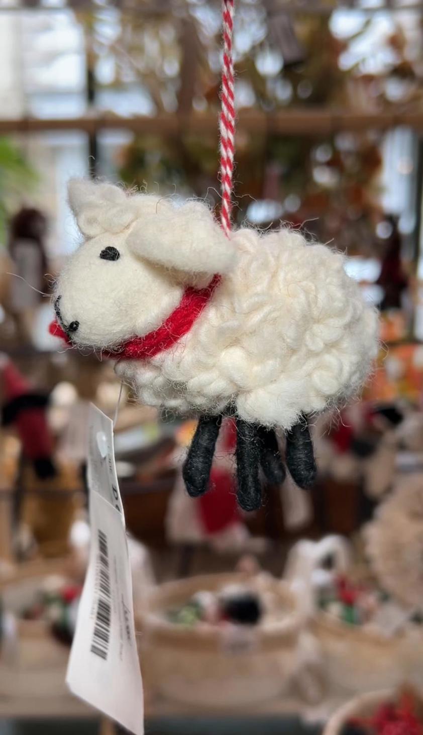 Hanging Felt Sheep With Scarf
