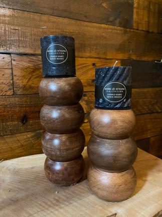 Wood Bobble Candle Holder  Wood Bobble Candle Holder