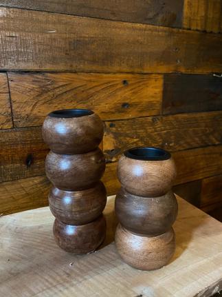 Wood Bobble Candle Holder  Wood Bobble Candle Holder