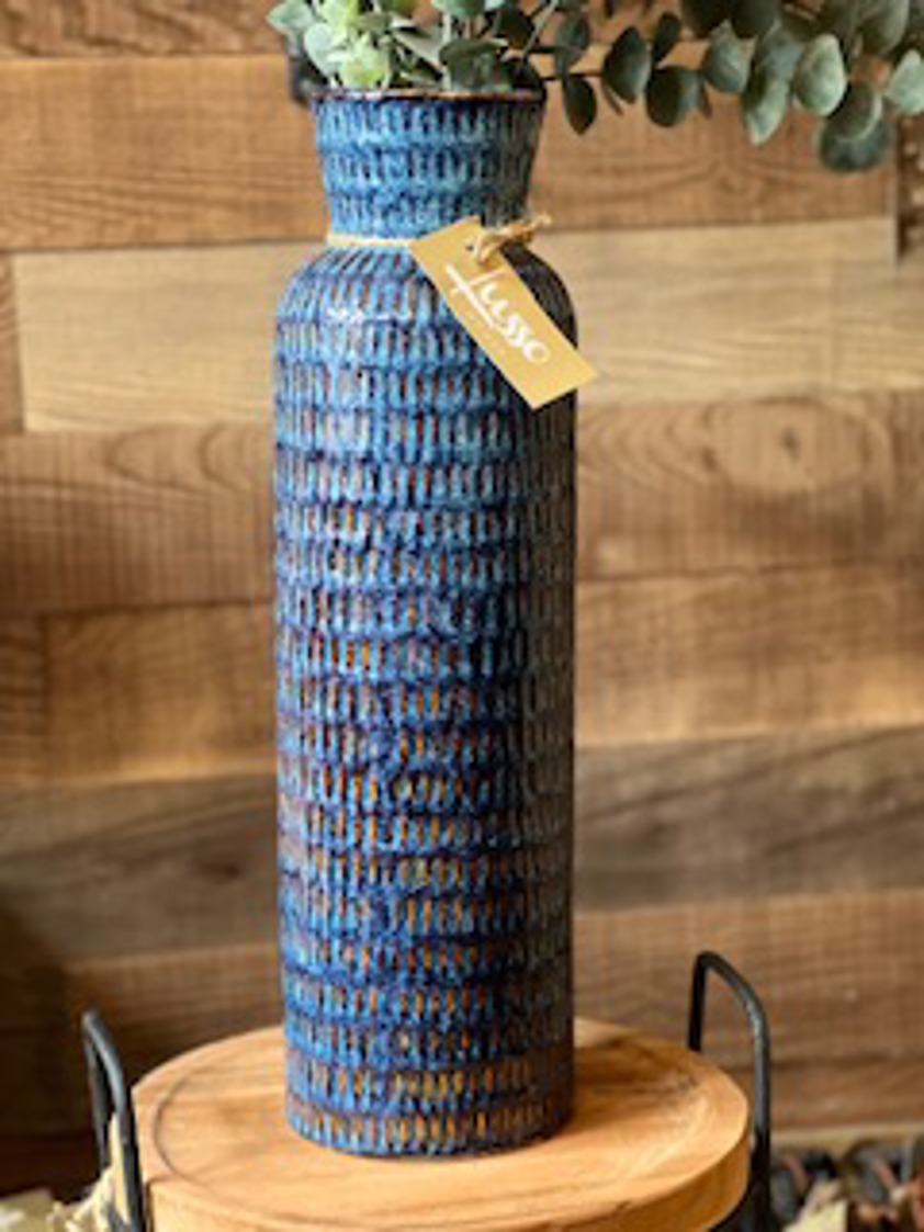 Seville Collection Large Blue Flute Vase 20610
