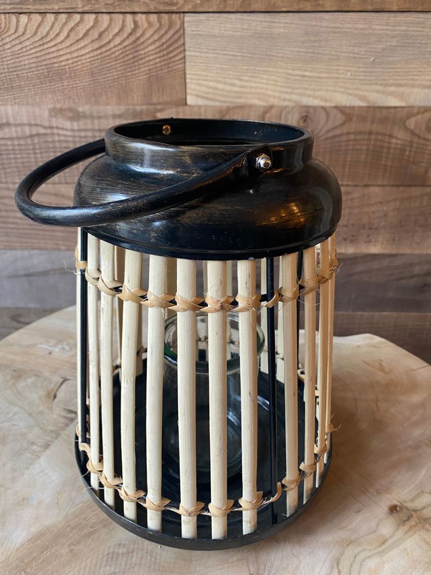 Natural Bamboo Lantern with Metal