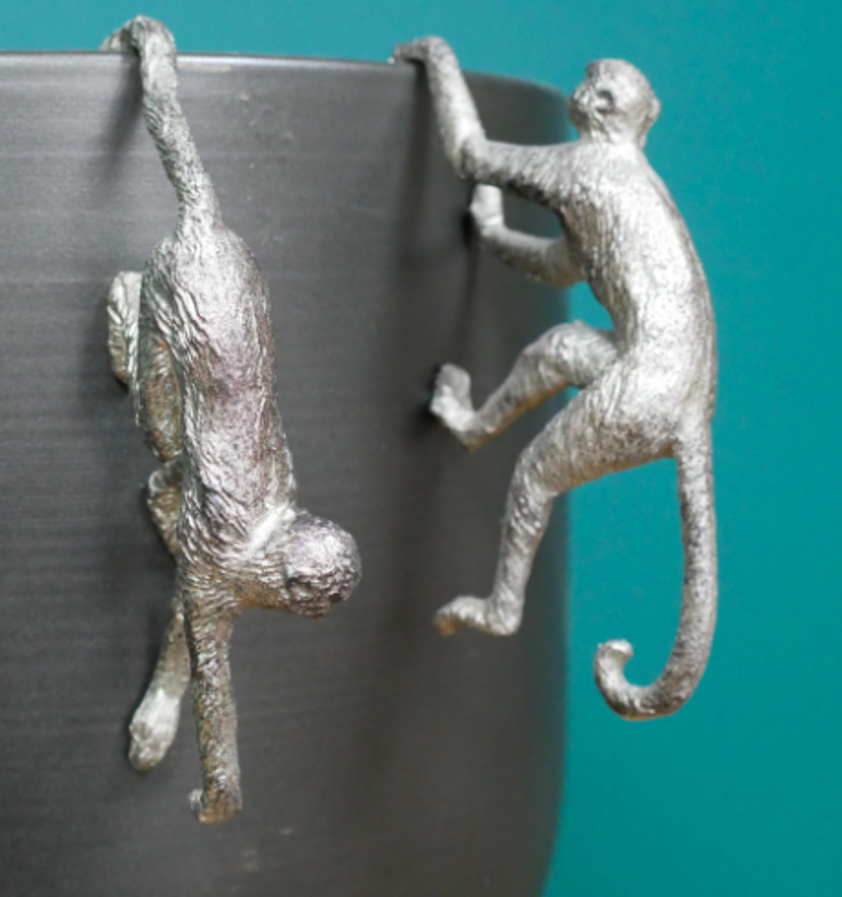 Vintage Silver Monkey Pot Hangers