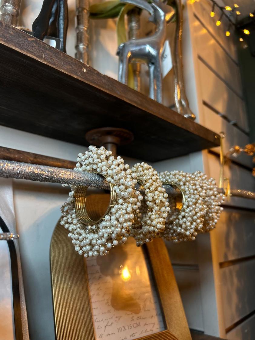Set Of Four Pearl Napkin Rings