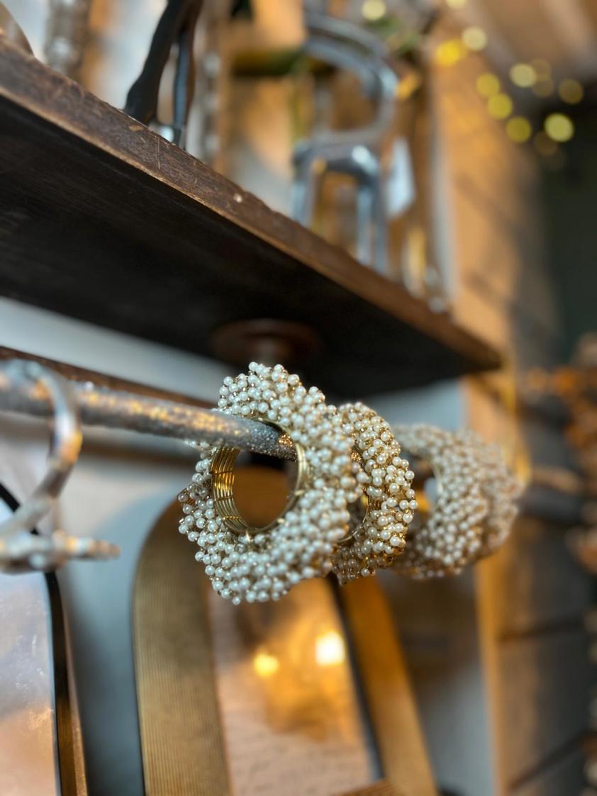 Set Of Four Pearl Napkin Rings
