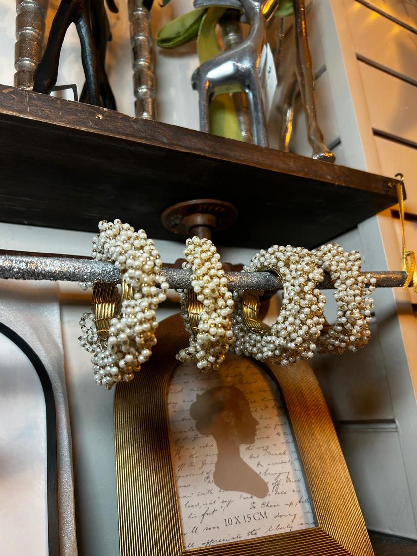 Set Of Four Pearl Napkin Rings