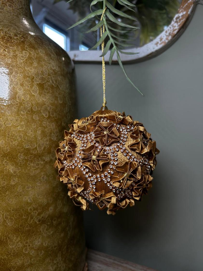Gold Diamante Flower Bauble