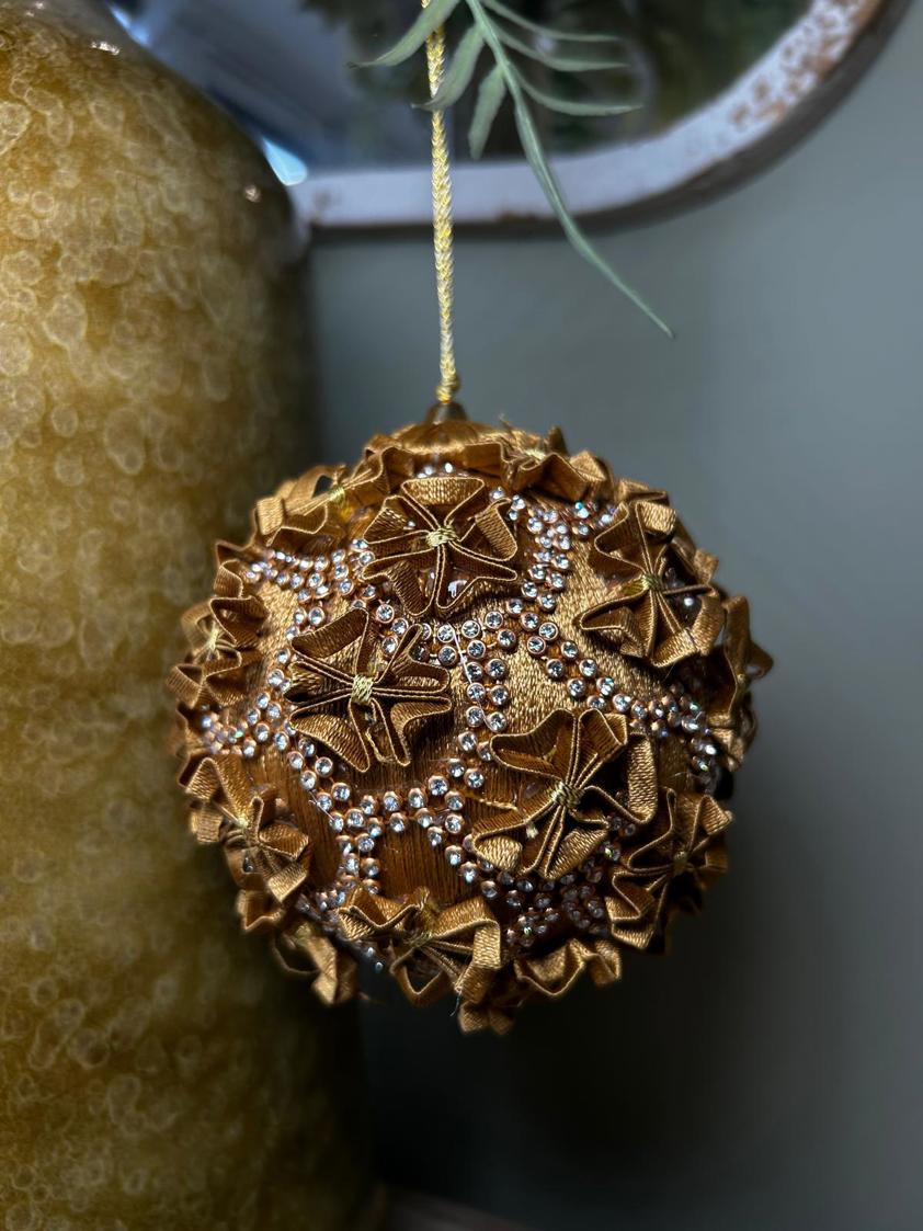Gold Diamante Flower Bauble